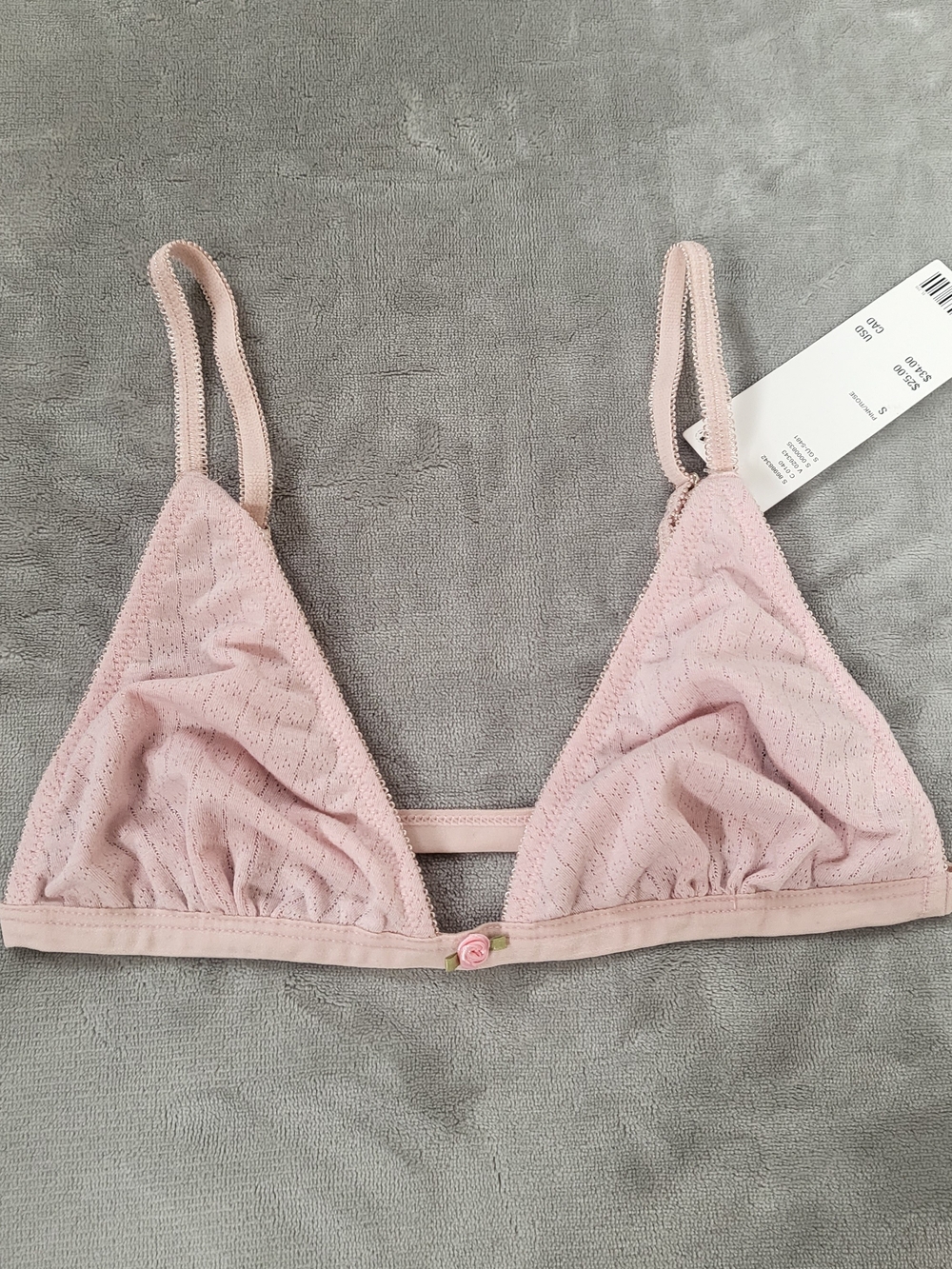 Lace Pointelle Bralette Pink
